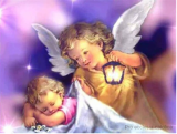 Anděl s miminkem - diamantové malování (15x20cm)