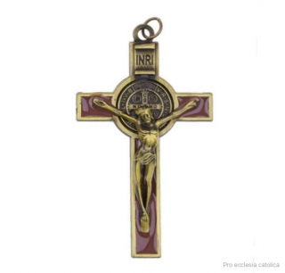 Benediktinský křížek (8 cm) zlato-hnědý