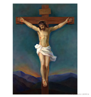 Ježíš ukřižovaný (obraz na plátně) 20x30 cm