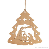 Dřevěný stromeček s betlémem (vánoční dekorace)