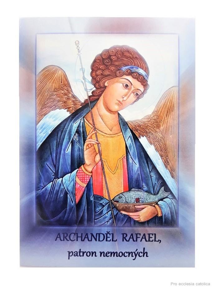 Archanděl Rafael (papírový obrázek s modlitbou za nemocné)