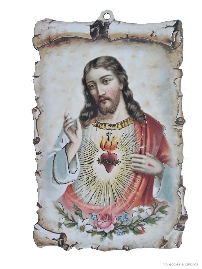 Srdce Ježíšovo na dřevěné destičce (střední)
