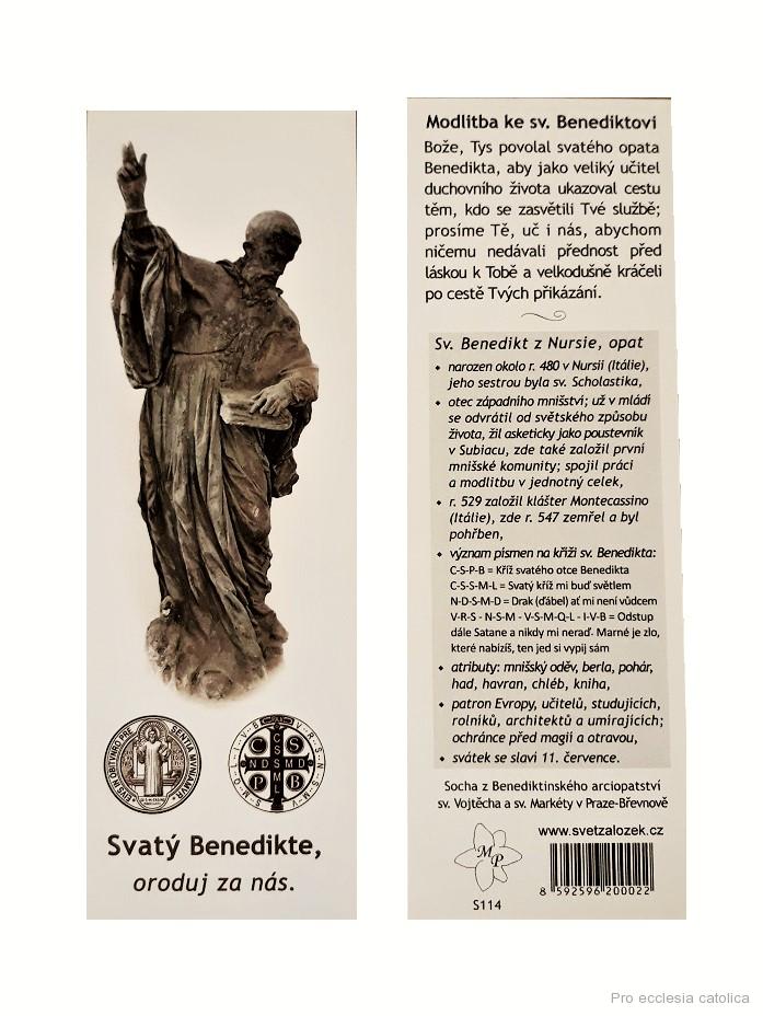 Svatý Benedikt (záložka s modlitbou)