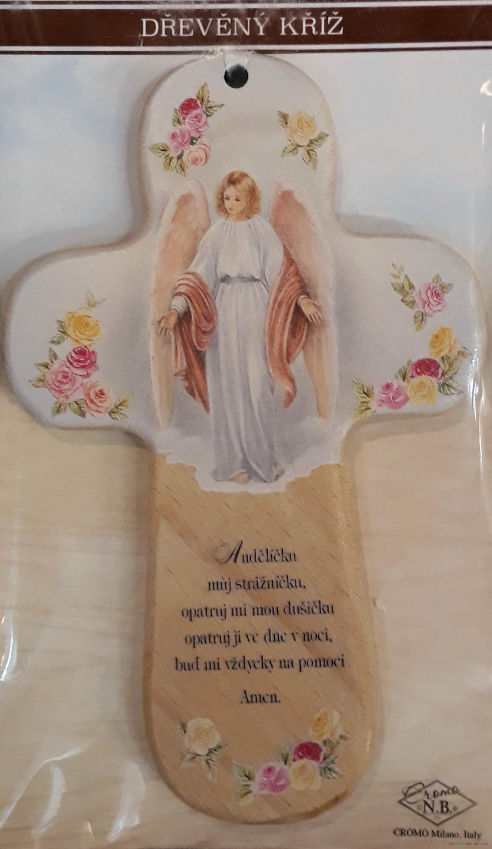 Dřevěný křížek s obrázkem Anděla