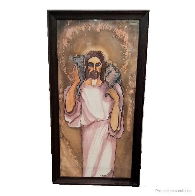 Dobrý Pastýř (malba na hedvábí) na osobní vyzvednutí