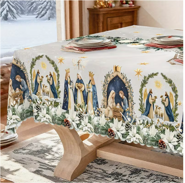 Vánoční ubrus Svatá Rodina (140 x 180 cm)