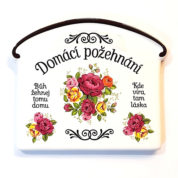 Keramické požehnání - domeček - Domácí požehnání (růže)