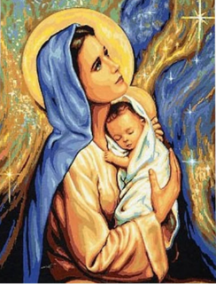 Maria s Ježíškem - diamantové malování (40x30cm)