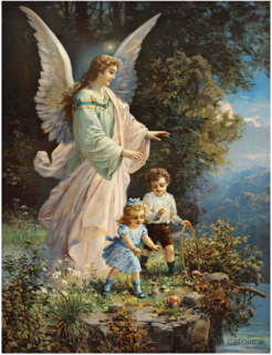 Anděl strážný (obraz na plátně) 30x40 
