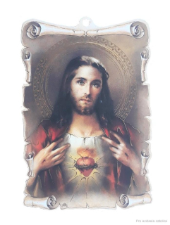Srdce Ježíšovo na dřevěné destičce (malý)