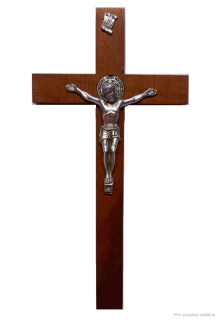 Kříž s Kristem - dřevo, Benedikt (20 cm)