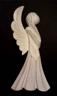 Dřevěný anděl (profil) bílý
