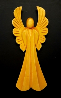 Dřevěný anděl (souměrný) žlutý