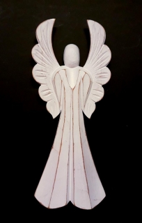 Dřevěný anděl (souměrný) bílý