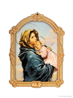 Panna Maria s Ježíškem na dřevěné destičce (malá)
