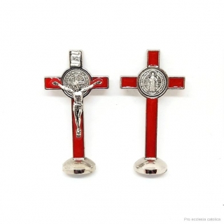 Kříž stacionární - kovový benediktinský (červený)
