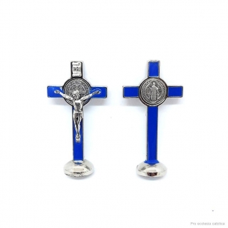 Kříž stacionární - kovový benediktinský (modrý)