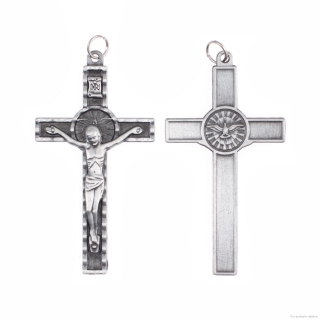 Kovový křížek s Duchem svatým (stříbrný s patinou) 7,3 cm