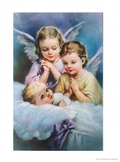 Andělíčci nad miminkem (magnetický obrázek)