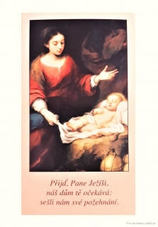 Narození Ježíška (papírový obrázek s modlitbou)