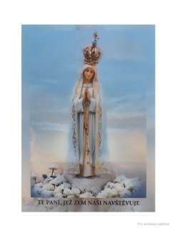 Panna Maria Fatimská (papírový obrázek s modlitbou)