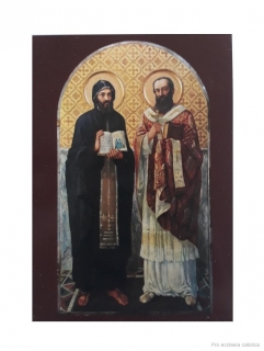 Svatý Cyril a Metoděj (papírový obrázek s modlitbou)