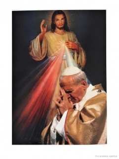 Boží Milosrdenství a Jan Pavel II. (papírový obrázek s modlitbou)