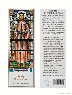 Svatý František z Assisi (záložka s modlitbou)