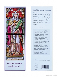 Svatá Ludmila (záložka s modlitbou)