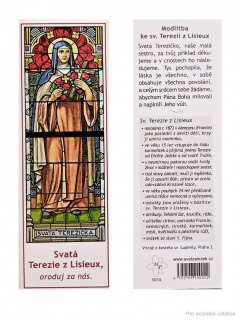 Svatá Terezie z Lisieux (záložka s modlitbou)