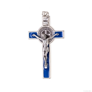 Benediktinský křížek (7,6 cm) modrý