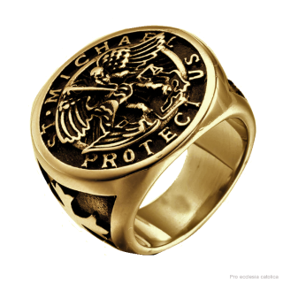 Prsten s Archandělem Michaelem (zlatý)