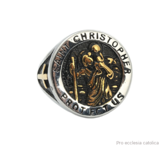 Prsten se svatým Kryštofem (nerezová ocel)