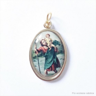 Svatý Kryštof (barevná medailka)