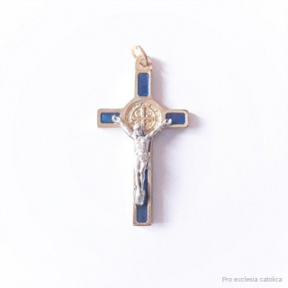 Benediktínský křížek modro-zlatý (3,5 cm)