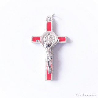 Benediktínský křížek červeno-stříbrný (3,5 cm)