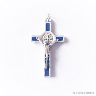 Benediktínský křížek modro-stříbrný (3,5 cm)