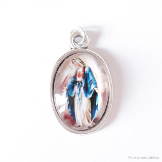 Panna Maria (barevná skleněná medailka)