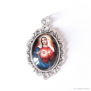 Panna Maria (barevná skleněná medailka)