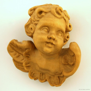 Barokní anděl, hlava (dřevořezba)