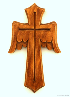 Kříž - Andělská křídla (dřevořezba)
