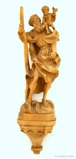 Svatý Kryštof s konzolou (dřevořezba) - 56 cm