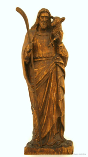 Ježíš Kristus dobrý pastýř - reliéf (dřevořezba) 52 cm