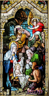 Betlém vitráž - diamantové malování (20x40 cm)