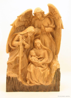 Svatá rodina s andělem (reliéf, polyresin)