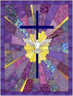Vitráž, kříž, holubice - diamantové malování (30x40cm)