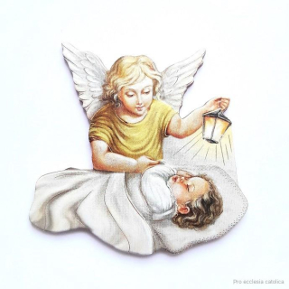 Anděl strážný s miminkem (plastická magnetka)
