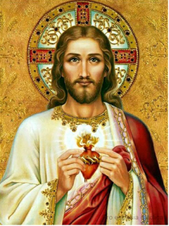 Nejsvětější Srdce Ježíšovo - diamantové malování (20x30 cm)