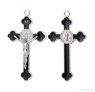 Benediktinský křížek (5 cm) jetelový černý