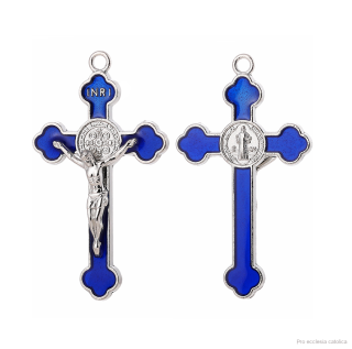 Benediktinský křížek (5 cm) jetelový modrý